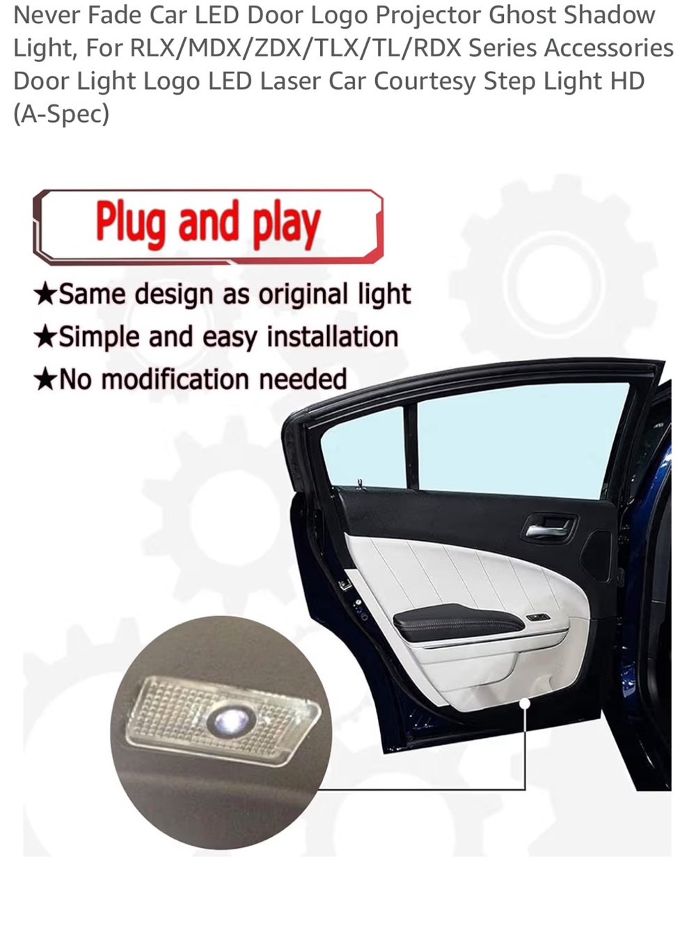 NIB Acura A-Spec LED Door Logo Projector Lights 2-Pack - Picture 2 of 6
